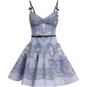 Zimmermann Twist-Front Crush Mini Dress in Blue